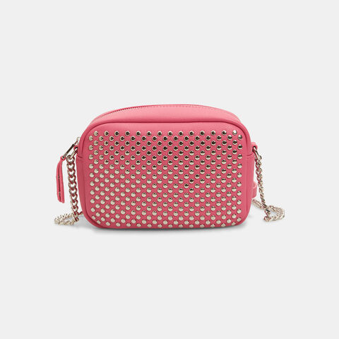 Bolso bandolera de mujer con tachuelas y cadena , Fucsia Bolso bandolera de mujer con tachuelas y cadena , Fucsia